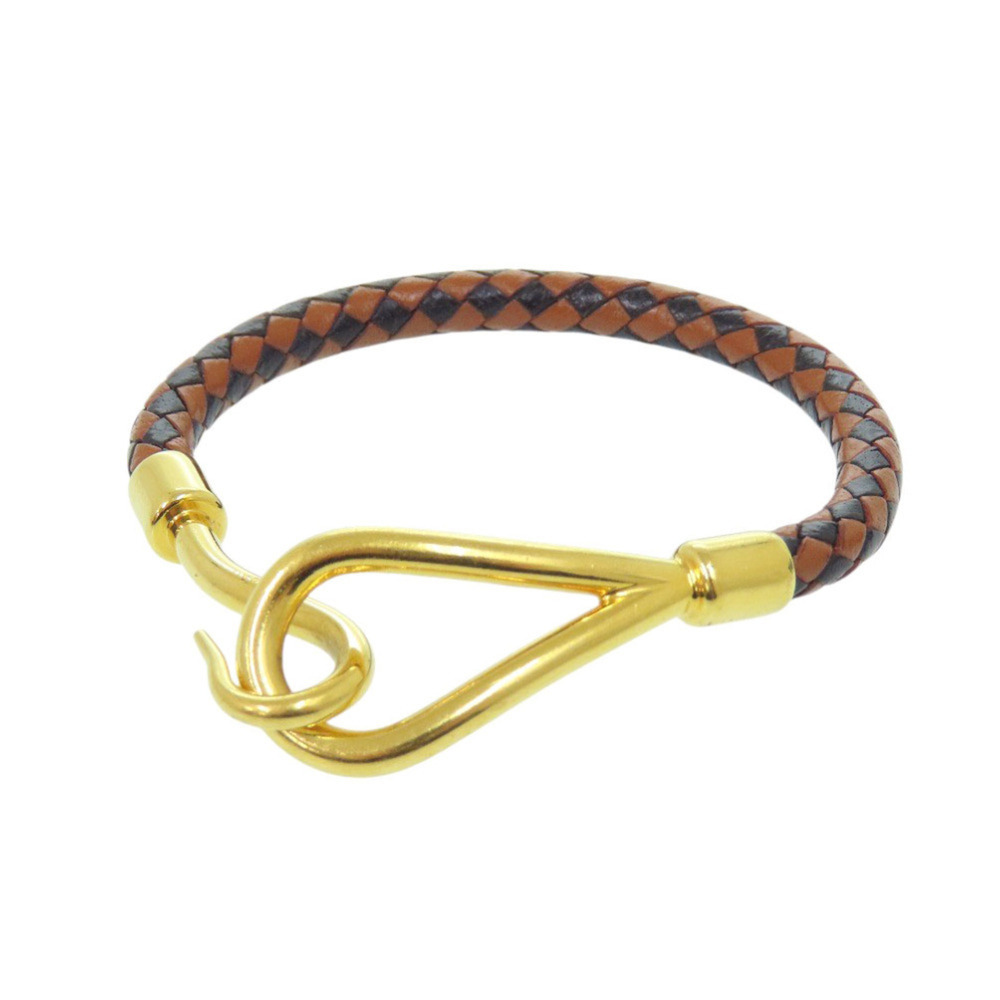 HERMES Black Leather Charm Bracelet